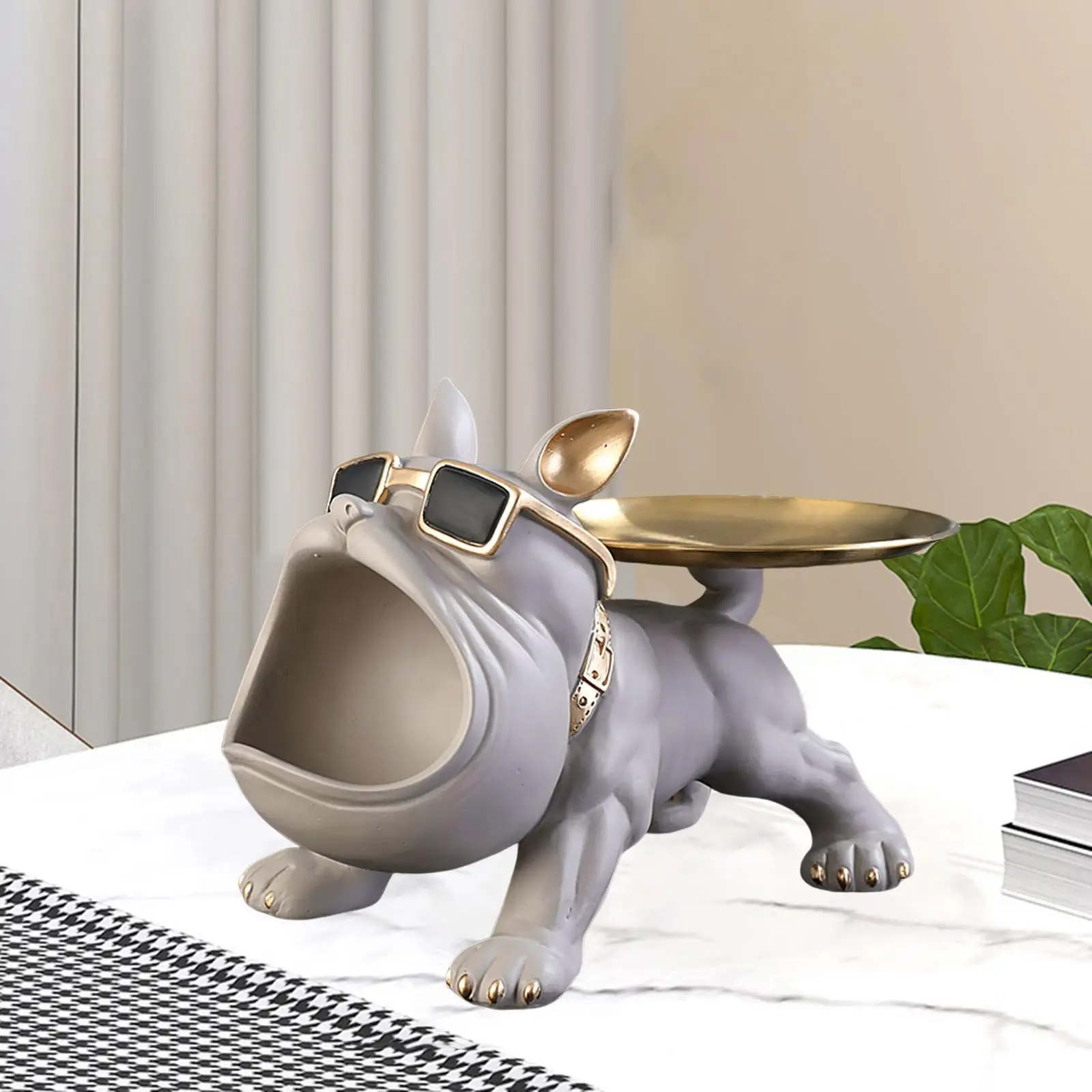 Resin Dog Desk Storage  Tray Statue Animal Sculpture Tableration Multifunction r Storage Container