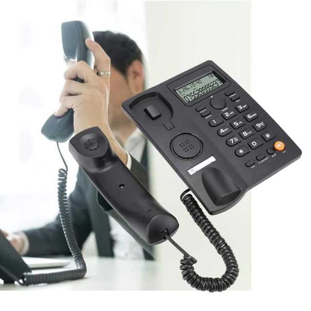 Teléfono F3MA con cable, teléfono fijo, teléfono con cable, botones  grandes, teléfonos fijos con identificación de llamadas para - AliExpress