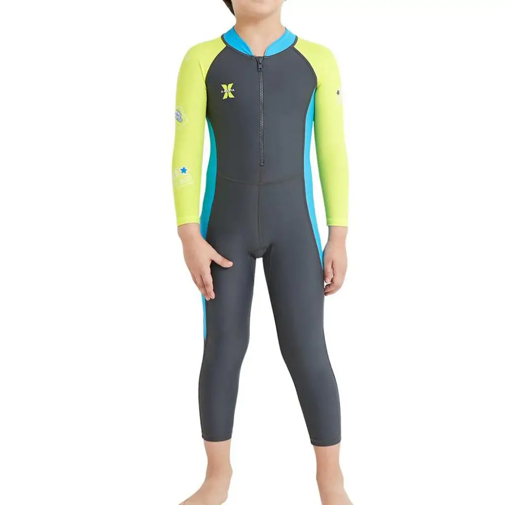 Children` Sleeve Wetsuit Beach Diving Full Body Swimwear Bathing Suit