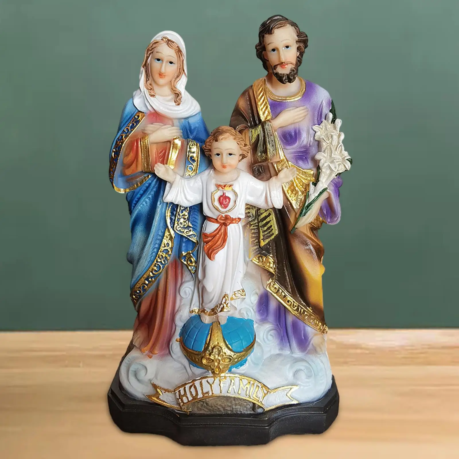 Holy Family with Child Figure, Religious Sculpture Resin Religious Gift Religious Holy Family Figures for Tabletop