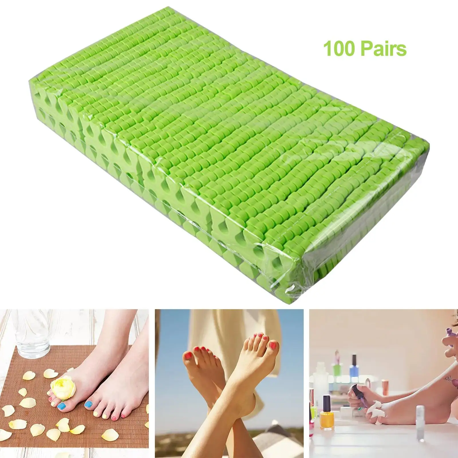 Nail Art Toe Separator Sponge Practical Skin-Friendly Green Nails Toes Splitter for Manicure Nail Polish Women Salon 200Pcs