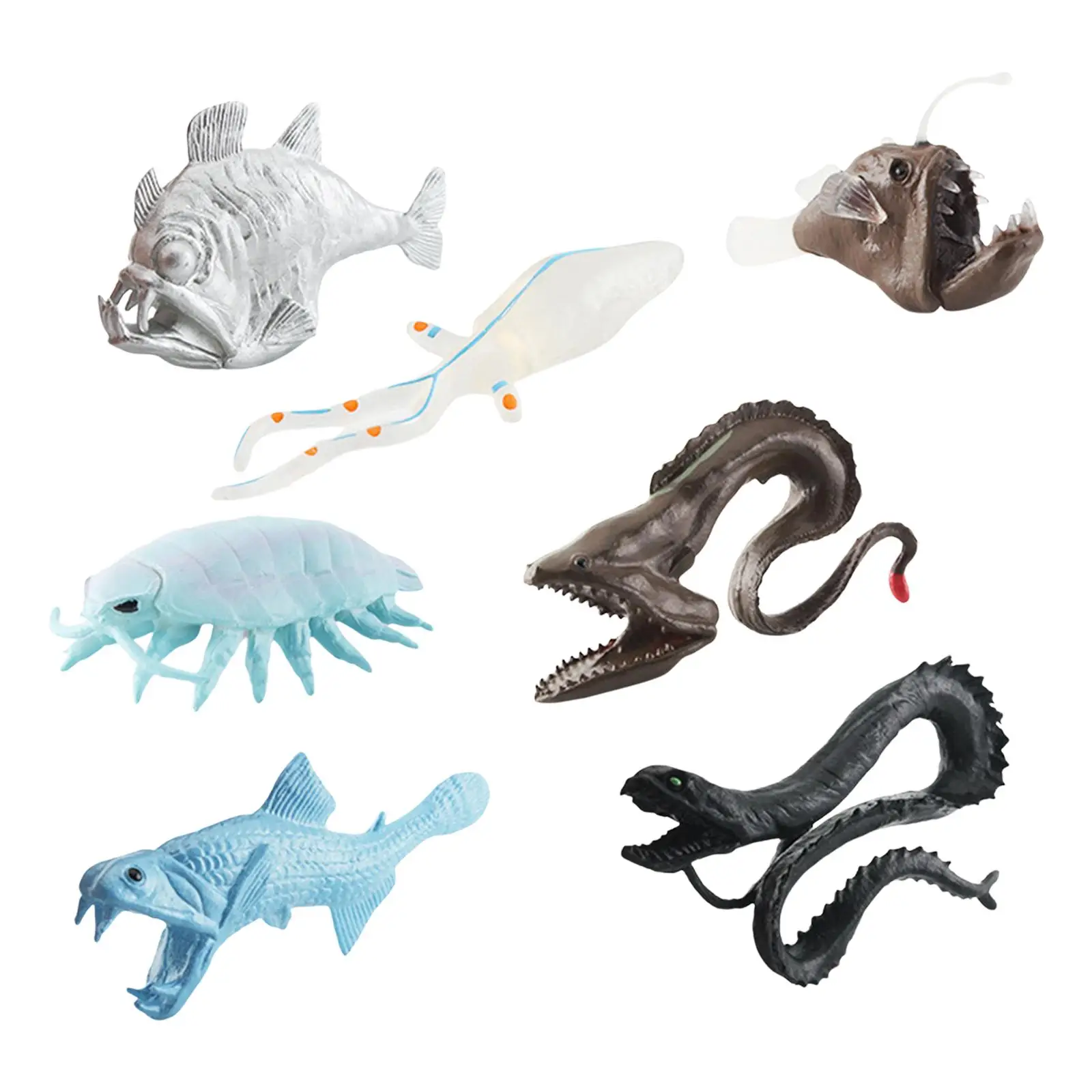 7Pcs Hand Painted Sea Biology Animal Figure Cake Toppers Ornaments Realistic Detailed Action Figures for Toddlers Kids