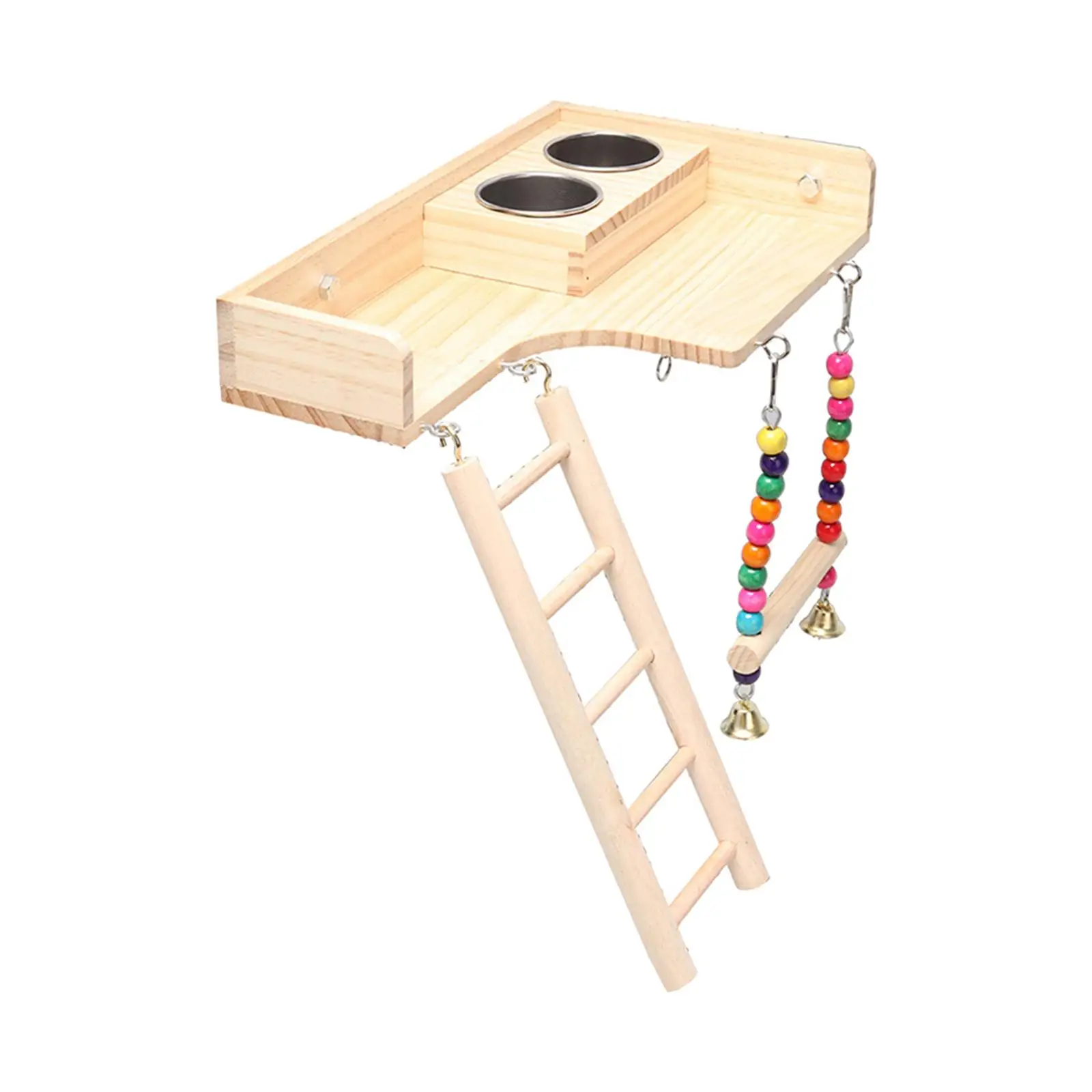 Pet Bird Parrot Playground Wooden Ladder Toy Interactive Platform