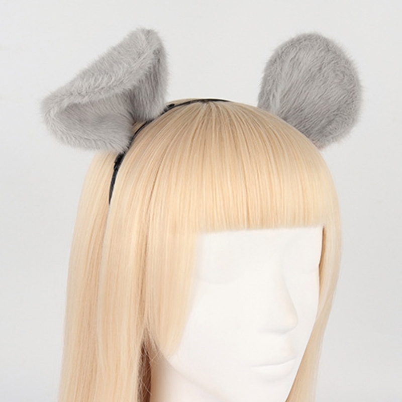 2 Stück Maus Katze Wolf Schwanz Ohren Stirnband Set Halloween Weihnachten Phantasie-Party Kostüm Spielzeug Geschenk für Frau Männer Cosplay – Detail 11