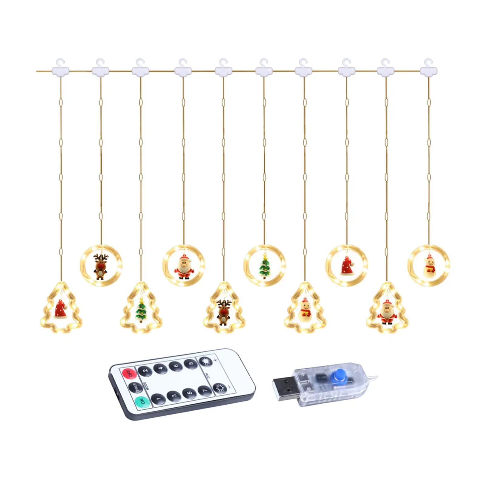LED Christmas String Light Lighting Remote Control Hanging Ornament for Party Bar Yard Window Decoration