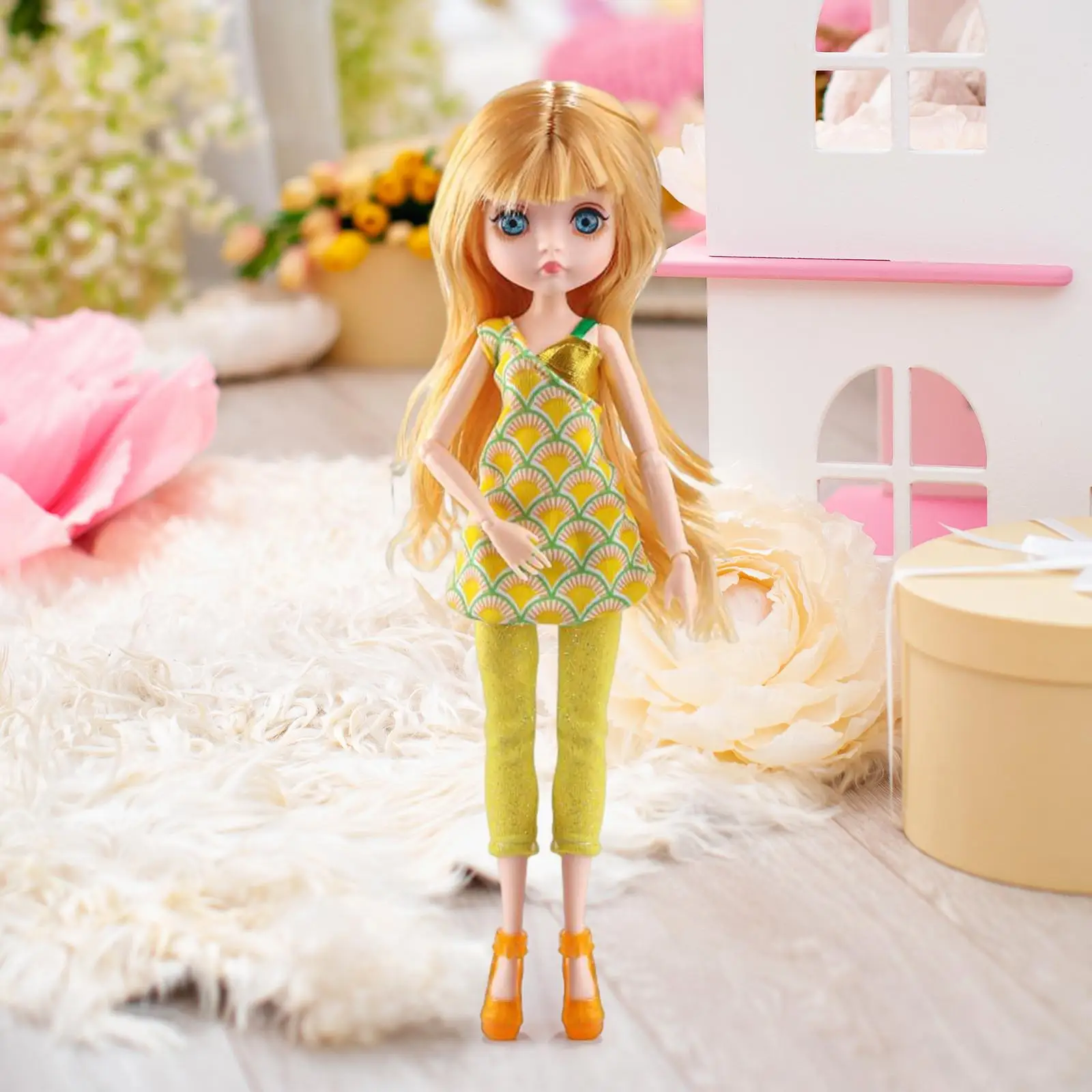 1/6 Fashion Doll with Shoes 9 Flexible Joints Makeup Moveable Joints Soft Hair Pretend Play Cute Toy for 3 4 5 Holiday Gifts