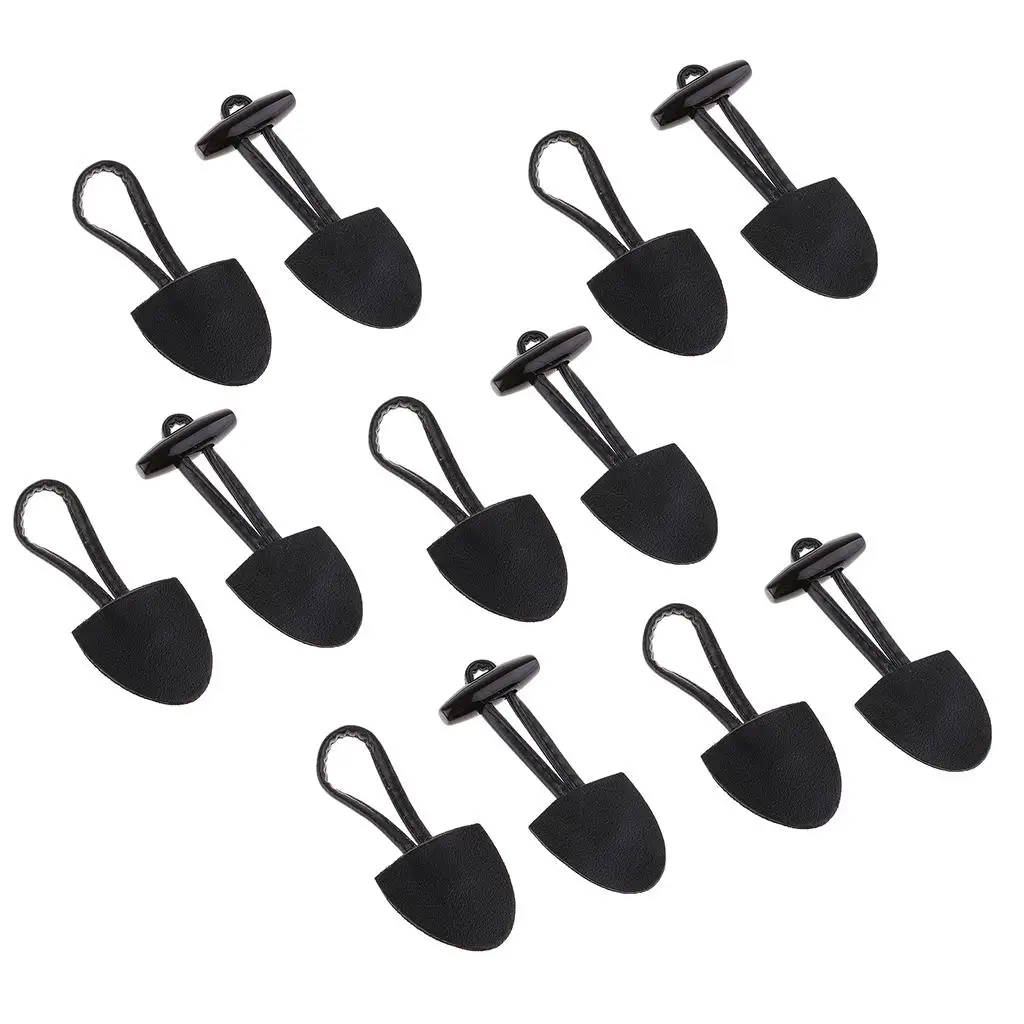 6 Pairs Classical Black Leather Horn Toggle Buttons Closures Coat Jacket Duffle Sweater Sewing Fasteners for Overcoat