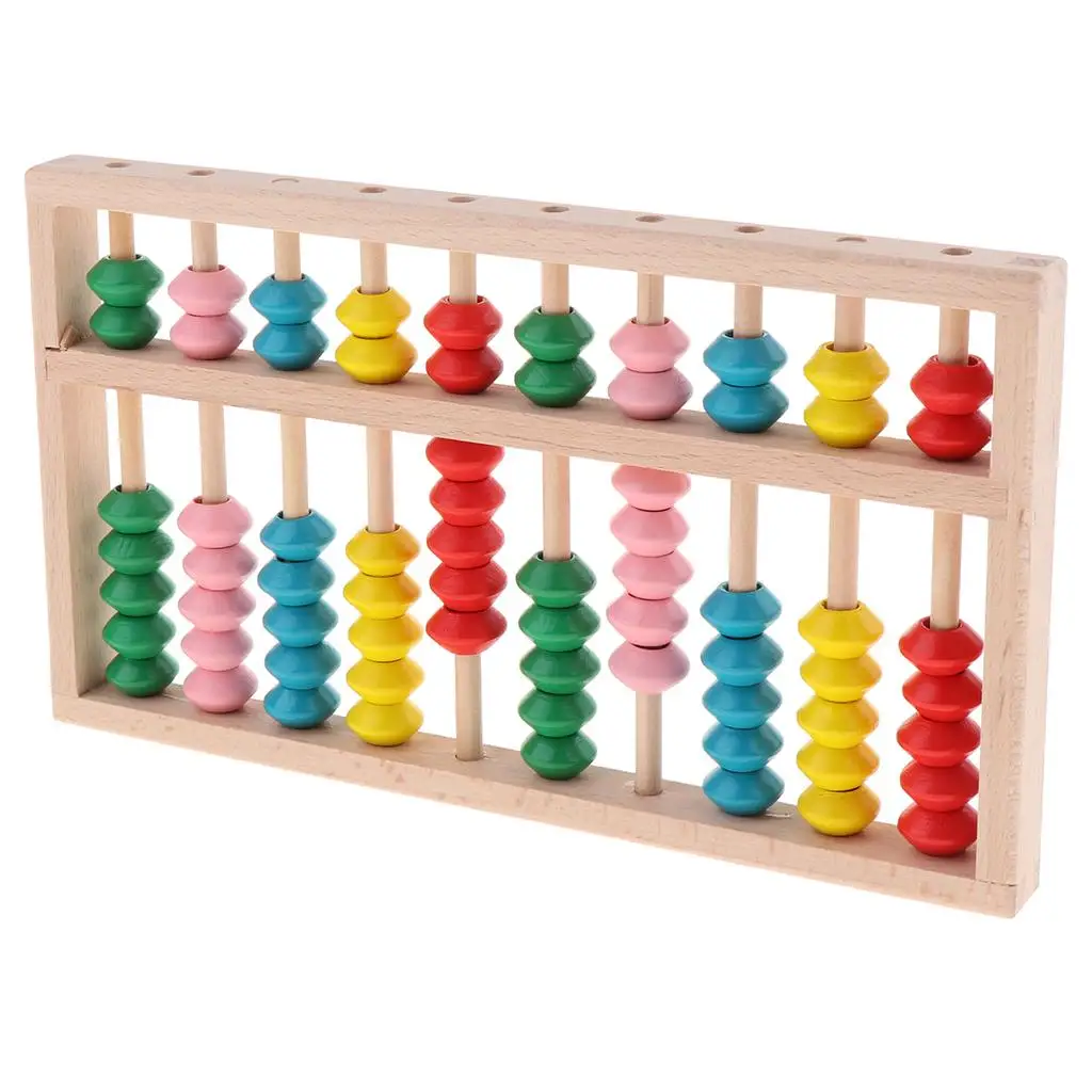 10 Digits Rods Wooden Abacus Colorful Chinese Calculator Counting Tool