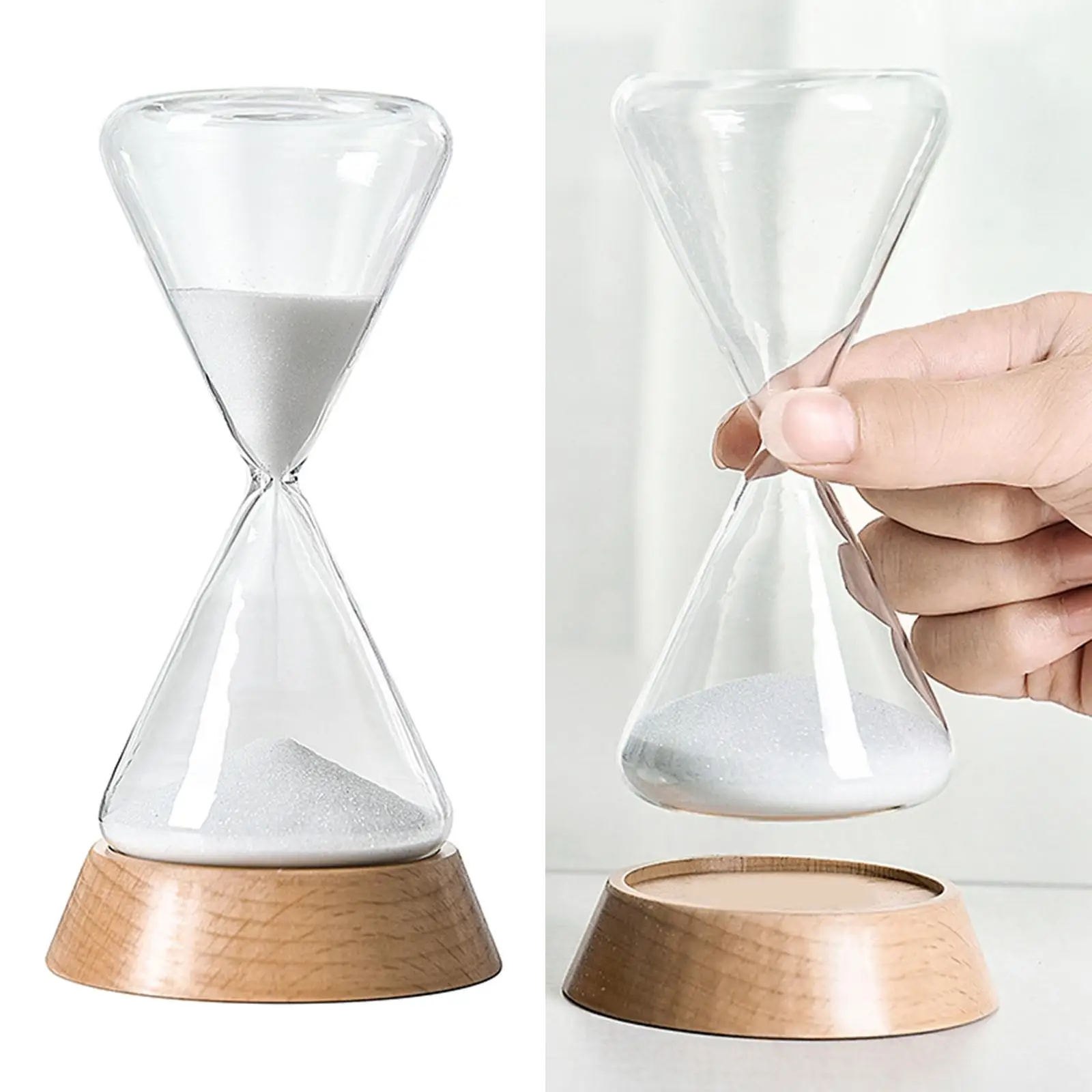 Nordic Hourglass Sand Timer Wooden Base for Tabletop Bedroom Decorative