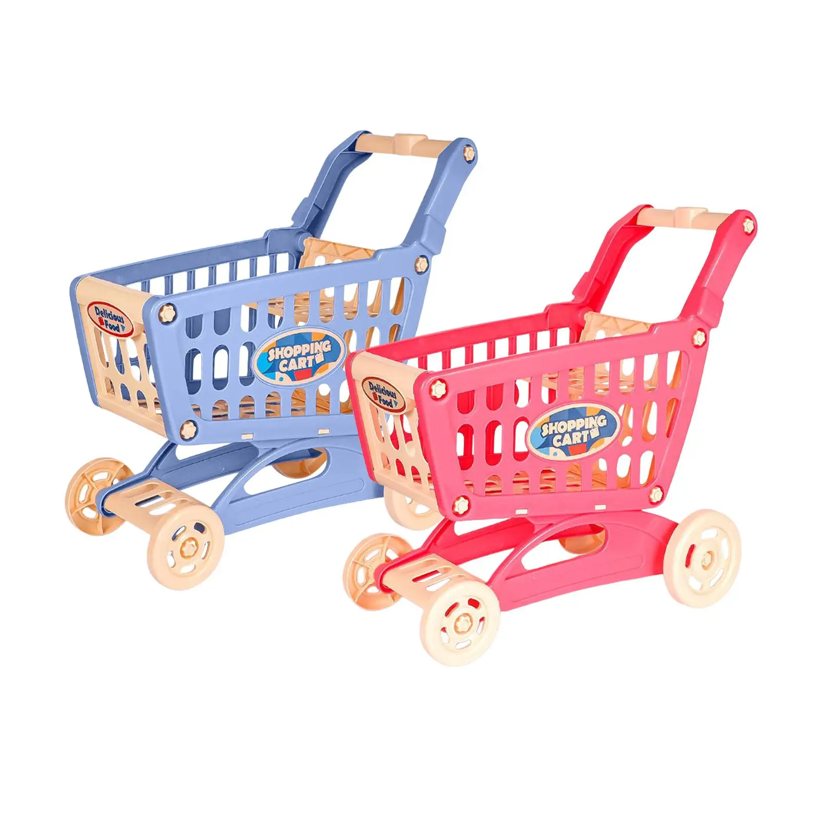 Small Supermarket Handcart Storage Toy Mart Shopping Cart for Ages 3 and up Toddler Baby Pretend Play Set Party Favors