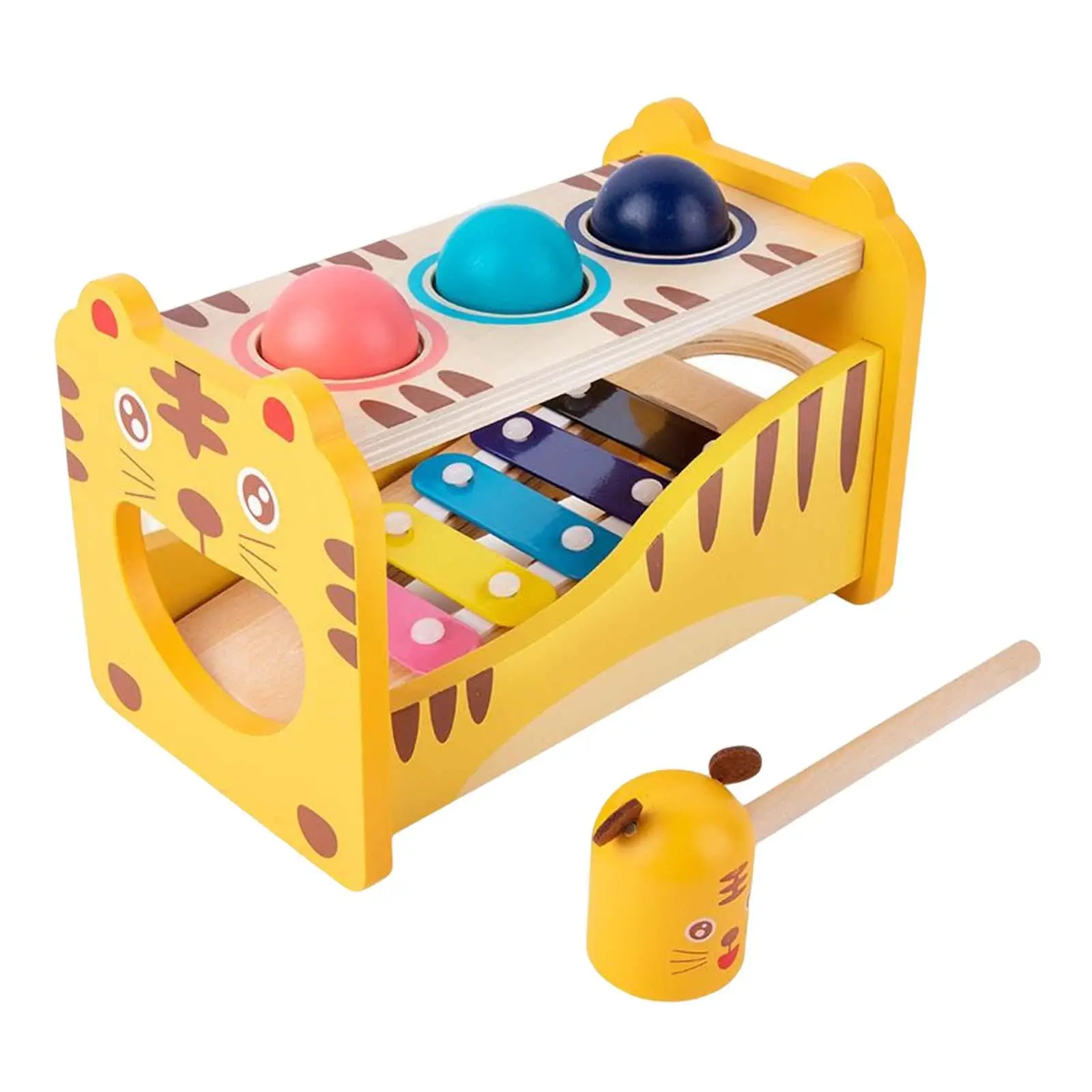 Wooden Musical Pounding Toy Musical Instrument Toys Tap benches with Slide Out Xylophone Hammering Toys for Girl