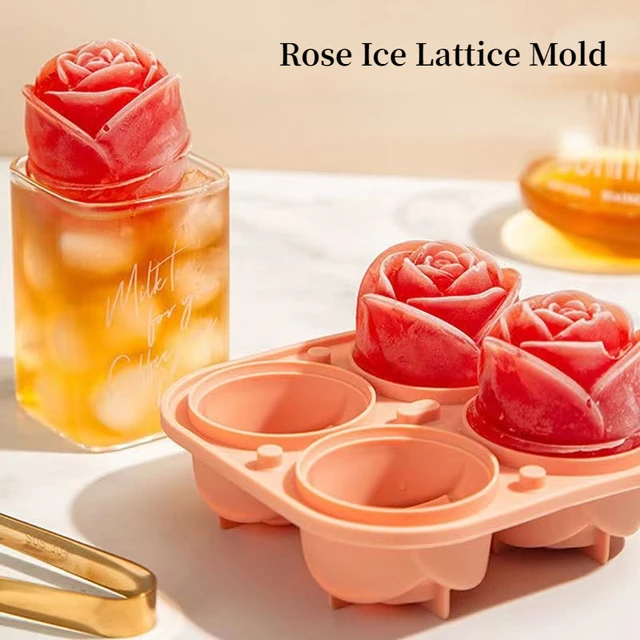Cuekondy 3D Rose Ice Molds and Heart Ice Molds Large Ice Cube Trays Make 6Giant Cute Flower and Heart Shape Ice Silicone Rubber Fun Big Ice Ball Maker for