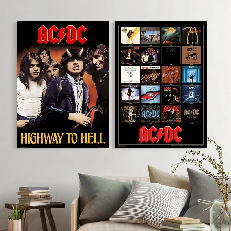 Pictures of the Australian Rock Band AC-DC Printed on Canvas