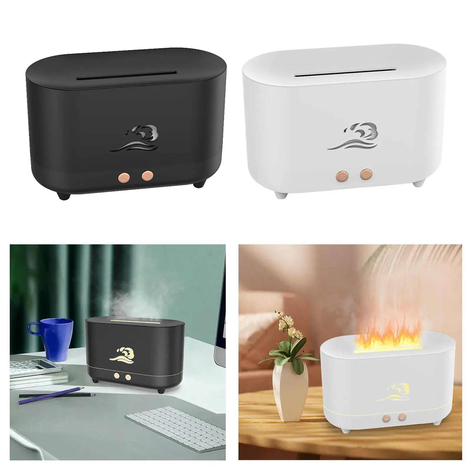Mini Air Humidifier USB Flame Mist Waterless Auto Shut Off Quiet Aroma with LED Lights for Bedroom Dorm Babies Nursery Yoga SPA