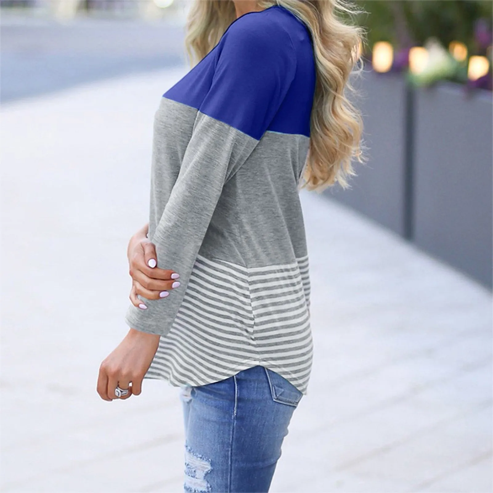 Womens Maternity Tshirt Tops Summer O Neck Long Sleeve Striped Print Patchwork Nursing Tops T-shirt For Breastfeeding Blusa used maternity clothes near me