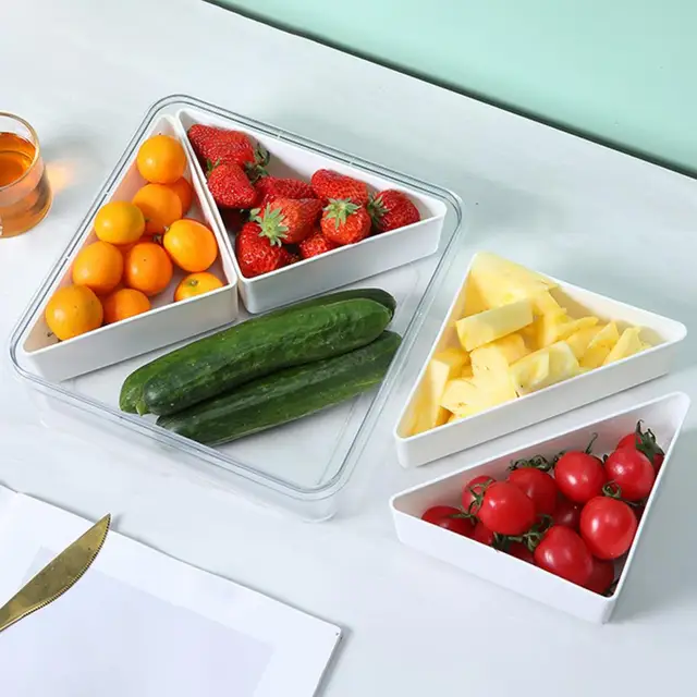 Round Plastic Divided Serving Tray with Lid 4/5 Individual Dishes Food  Storage Containers Snack Fruit Veggie Candies Serving Pla - AliExpress