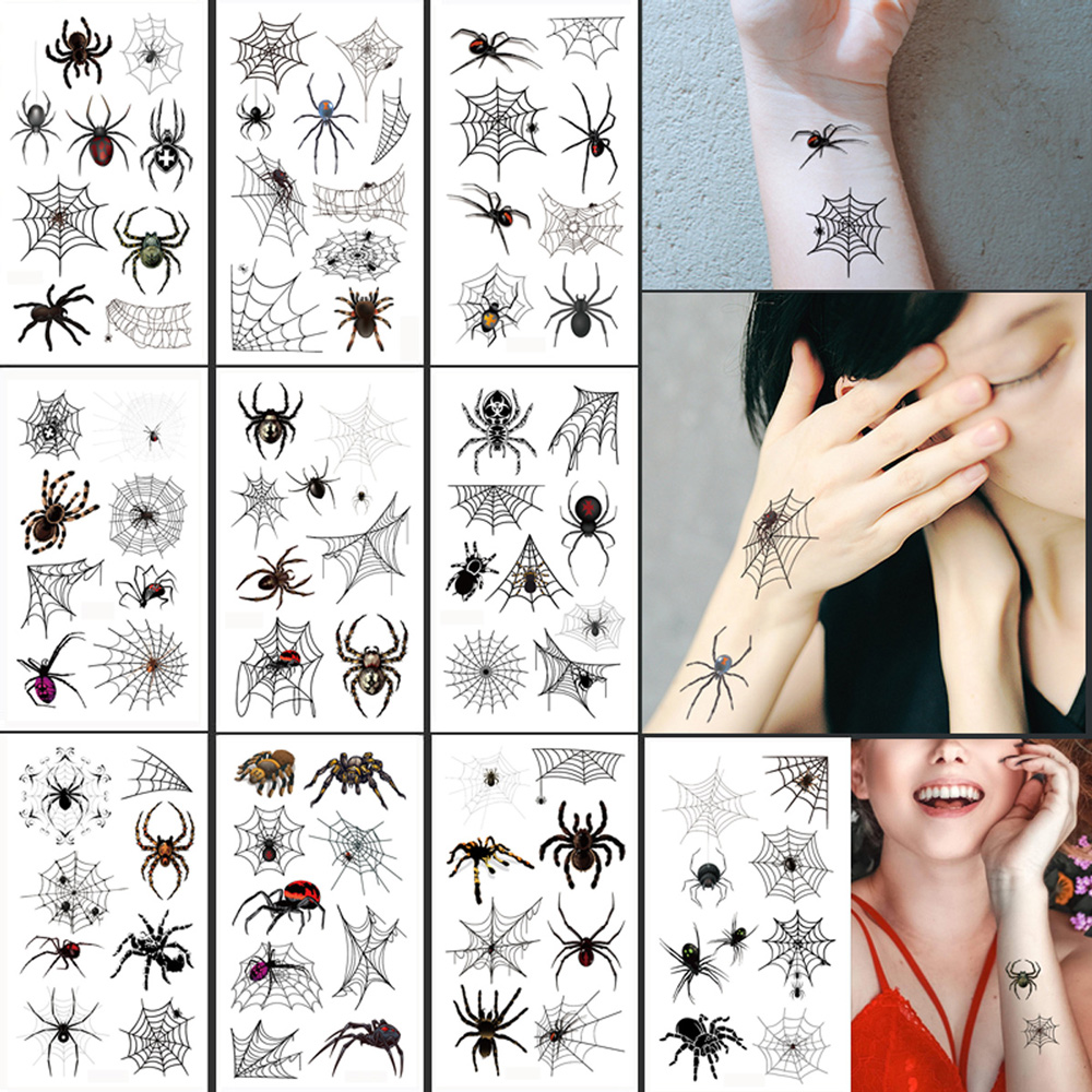 Best of 10 Sheets Halloween Makeup Tattoo Stickers Disposable Temporary Tattoos For Halloween Party Spider Web Fake Tatoo For Hand Face Reviews & Tips