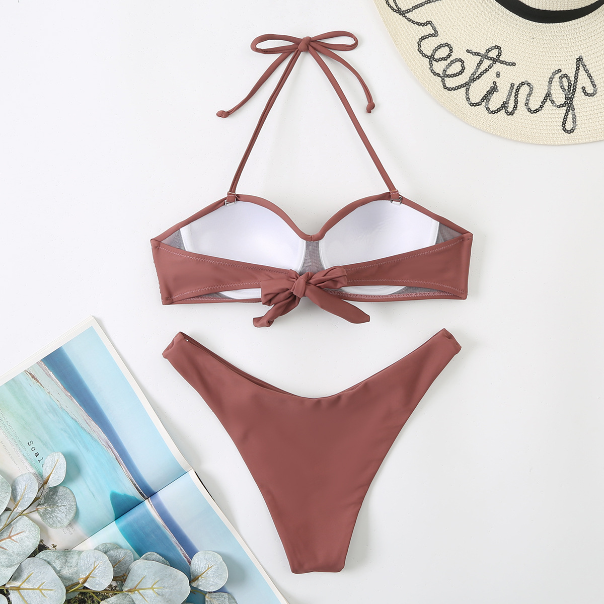 Push Up Bikini Set - Womens Halter Underwire Swimsuit 2024