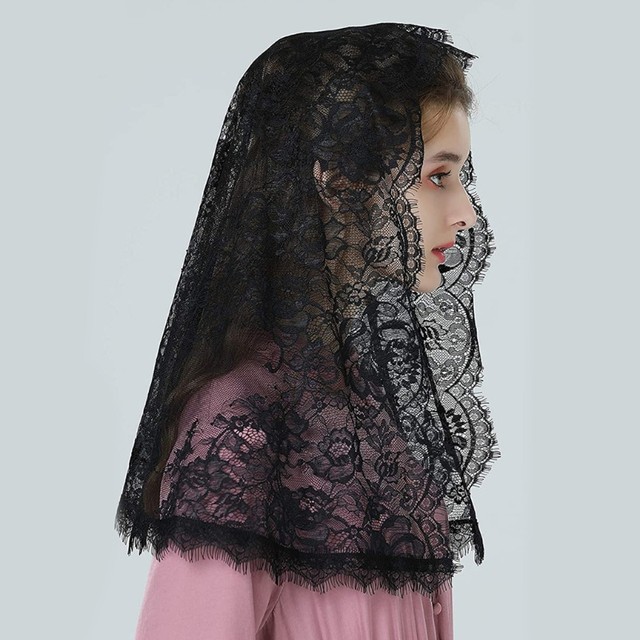 Velo In Pizzo Spagnolo - Mantiglia Rosa, Bianco O Nero, Per Cerimonie, Battesimi, Matrimoni - Elegante E Tradizionale - Foto 3