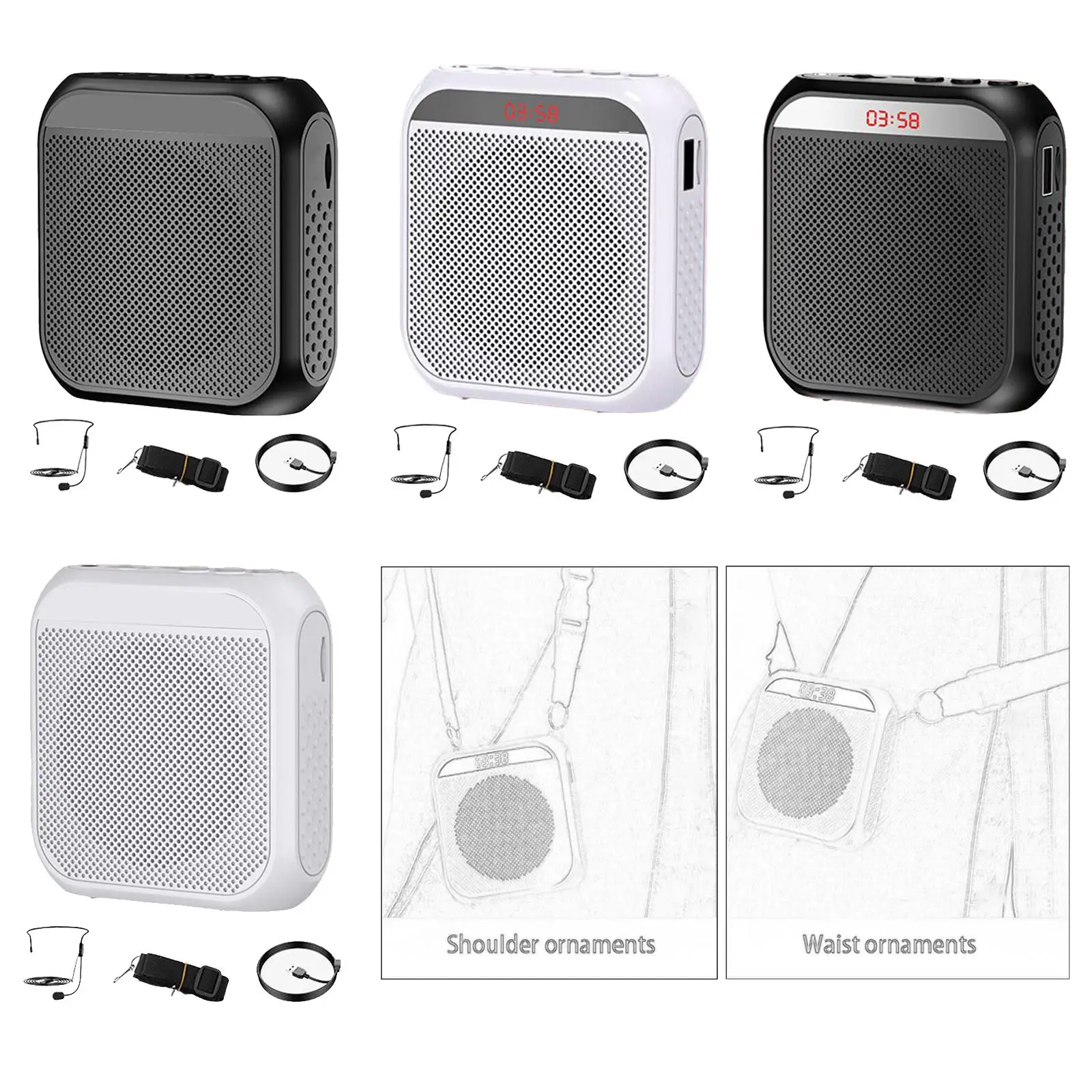 Portable Voice Amplifier Vocal Boost Rechargeable Mini Speaker Megaphone Speaker for Games Training Teacher Outdoors Classroom