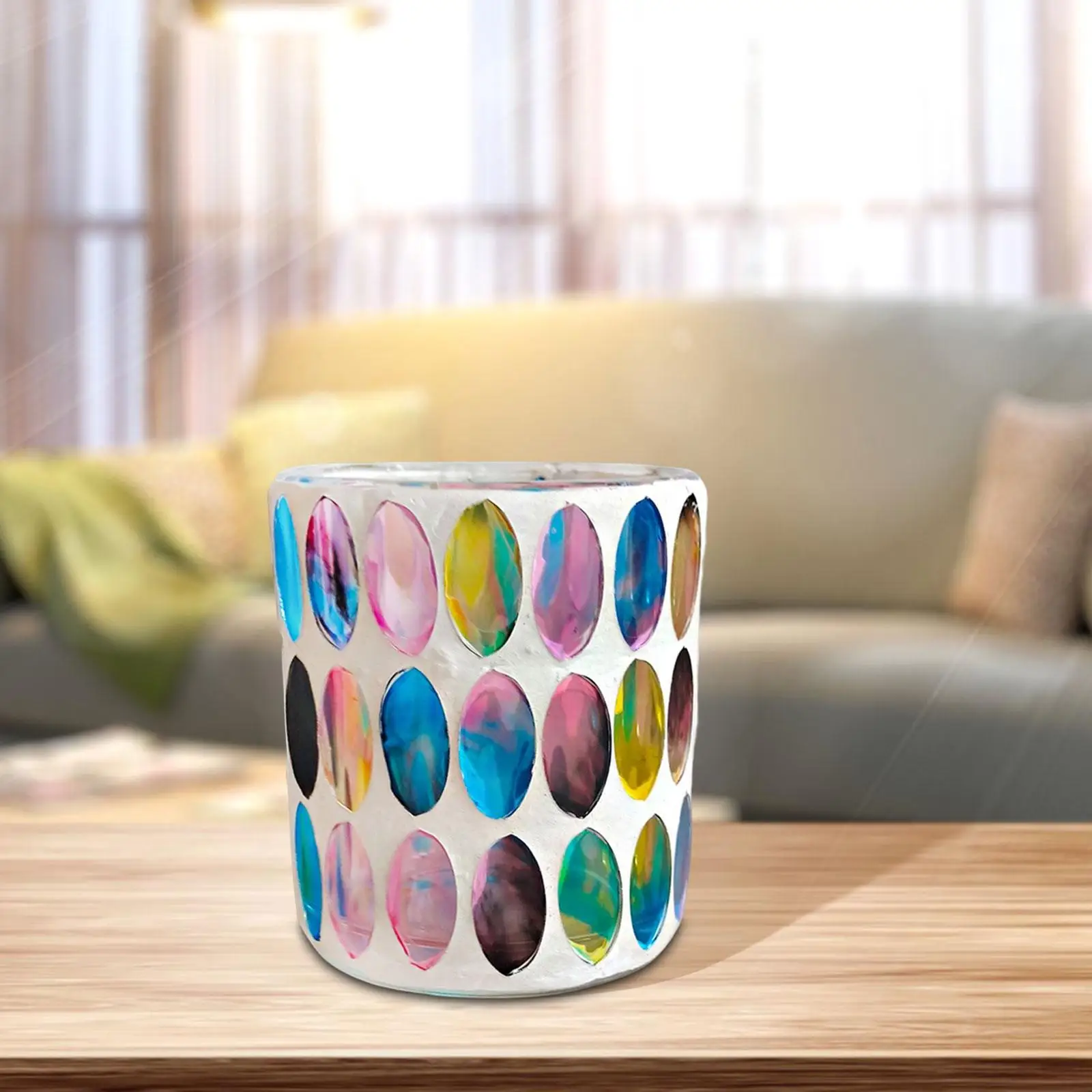 Tealight Holder Artwork Mosaic Glass Candle Jars, for Home Festivals Decor