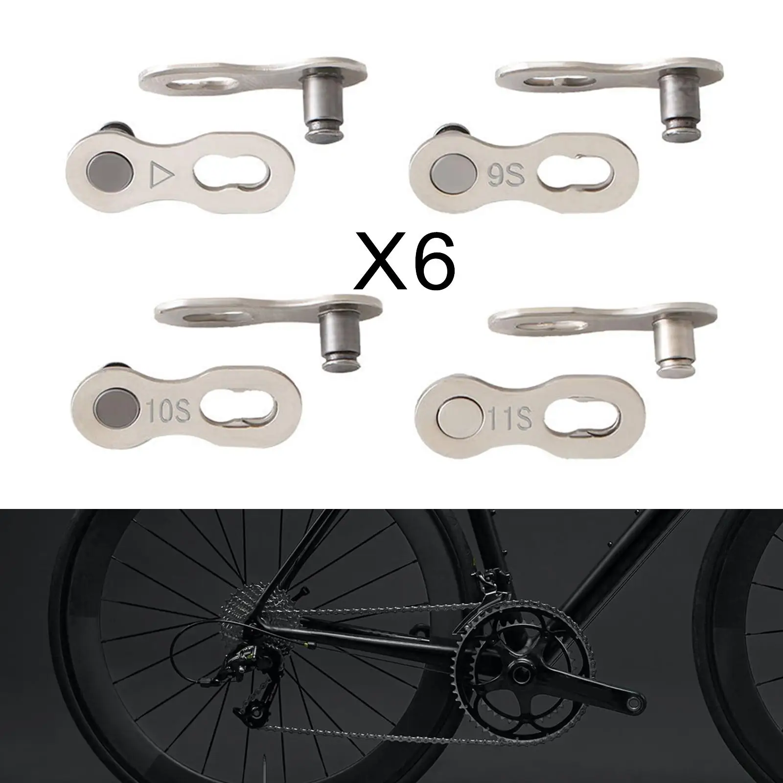 Road Bike Chain Master Links Chain Connector Quick-Link Bicycle Chain Steel Quick Coupling Missing Link for 6 7 8/9/10/11 Speed