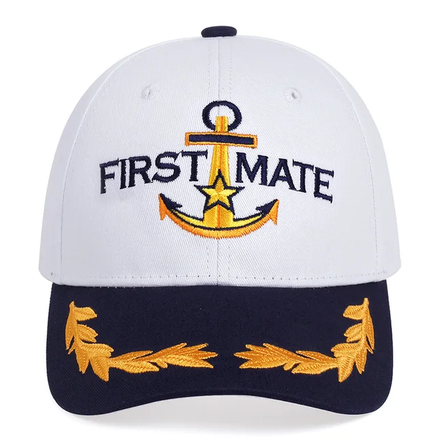 Captain Hat & First Mate | Matching Skipper Boating Baseball Caps |  Nautical Navy Marine Sailor Hats