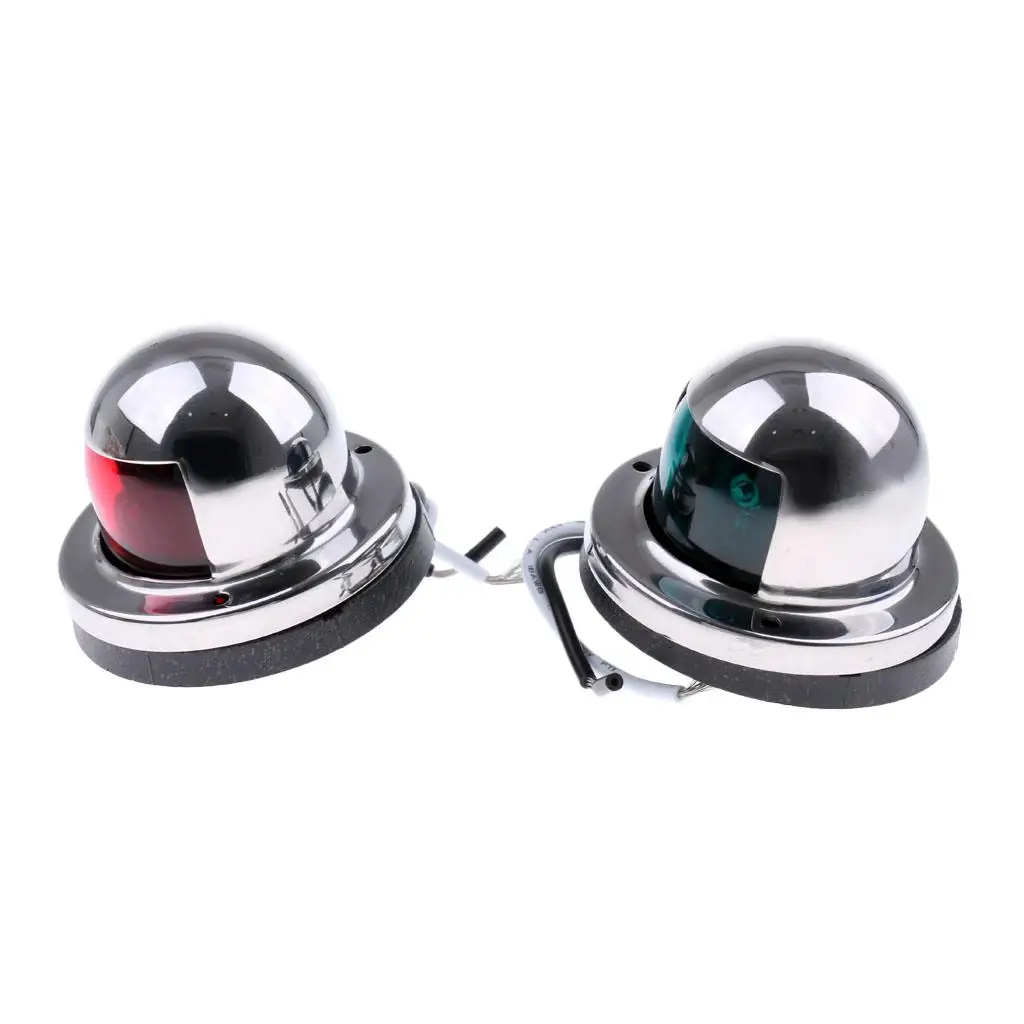 1 Pair Marine Boat Yacht  Bow Navigation Side Lights 12V Stainless Steel