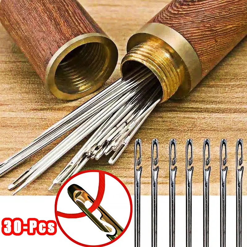 Description Picture 6 of item30pcs Blind Sewing Needle Elderly Stainless Steel Quick Automatic Self-Threading Needle Stitching Pins DIY Punch Needle Threader