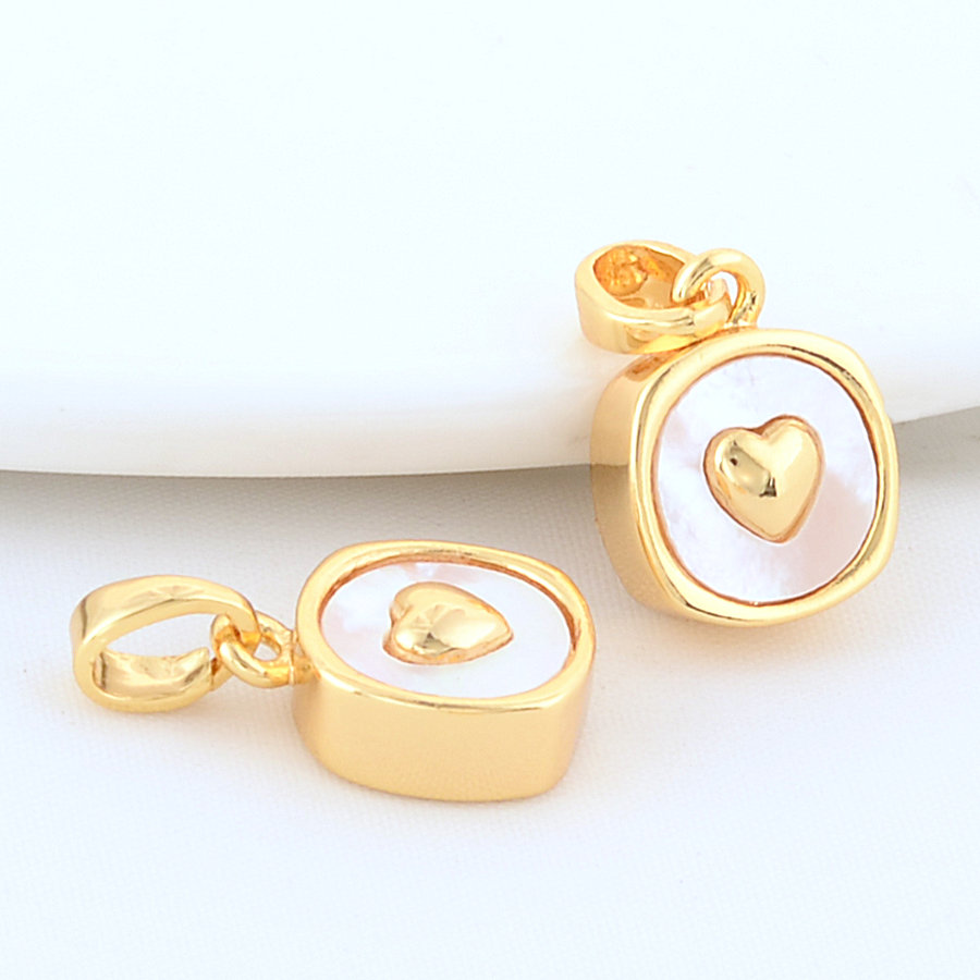 2PCS 10*13MM 11*18MM 14K Gold Farbe Messing mit Shell Tropfen Herz Charms anhänger Halskette Ohrringe Schmuck Machen Zubehör – Detail 2
