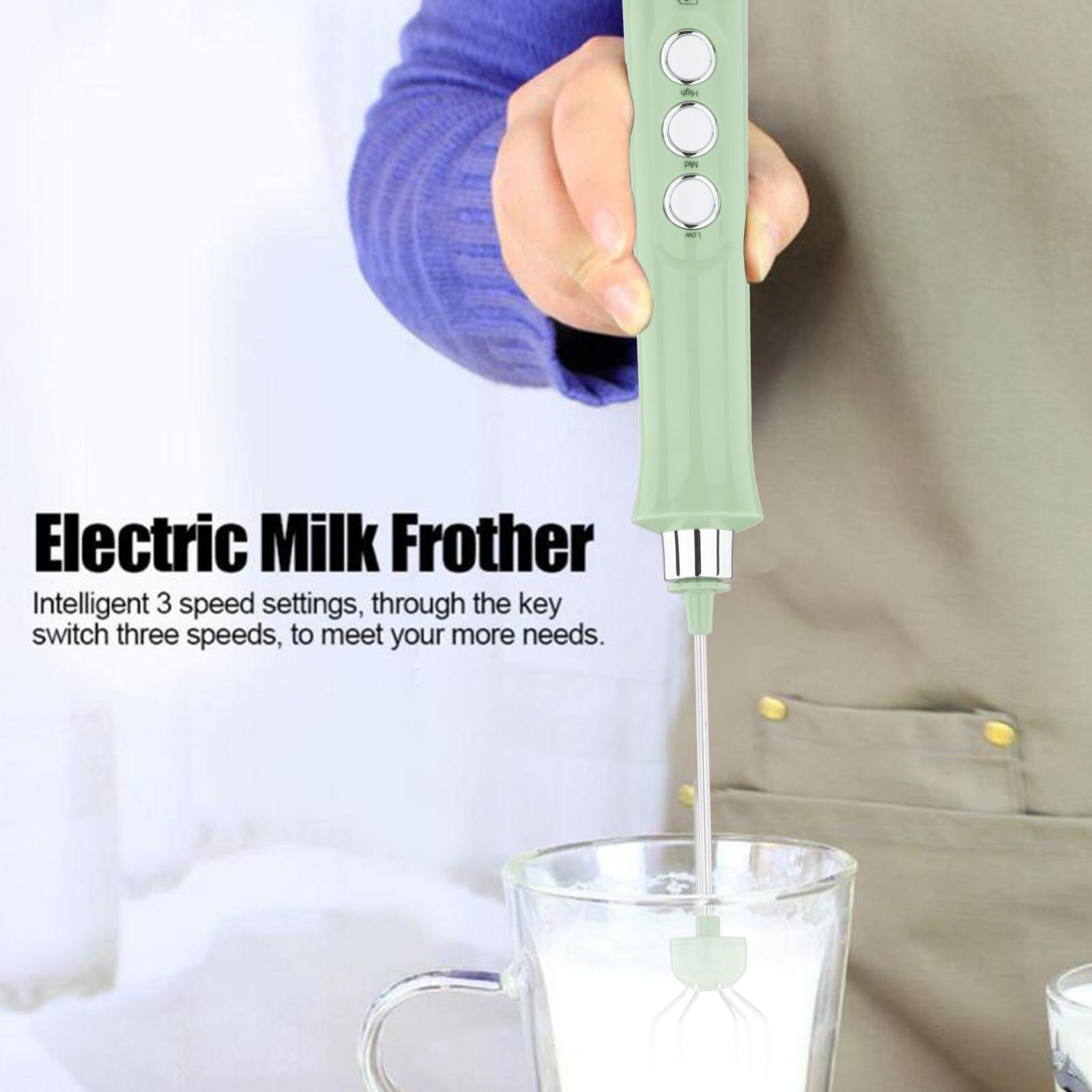 Handheld Electric Milk Frother 3-Speed Adjustable Egg Beater for Hot Chocolate Cappuccino