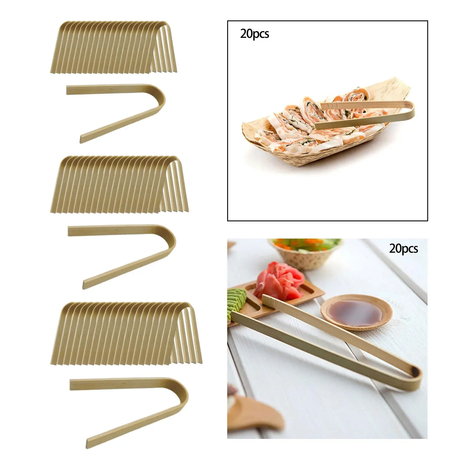 20 Packs Bamboo Toaster Tongs Food Clips Wooden Toaster Tweezers for Bread