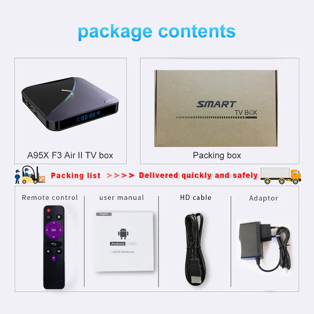 box stream Android 11 RGB Light Smart TV Box A95X F3 Air II Amlogic S905W2 4GB 64GB 1080P 4K Dual Wifi Bluetooth 5.0 Youtube Media Player now tv stick