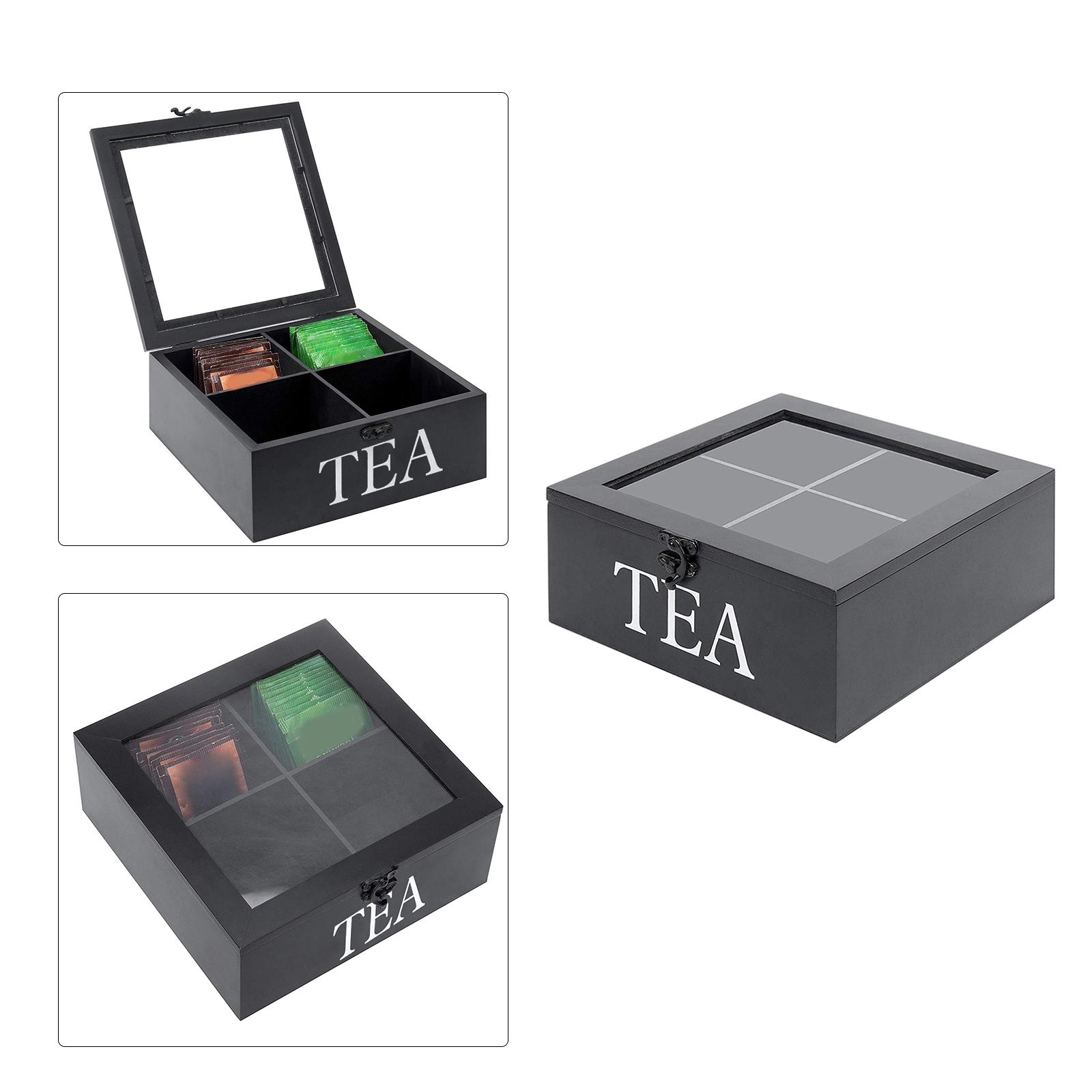 Wooden Tea Box Home for Sugar Bags Assorted Teas and Condiments Coffee Pod