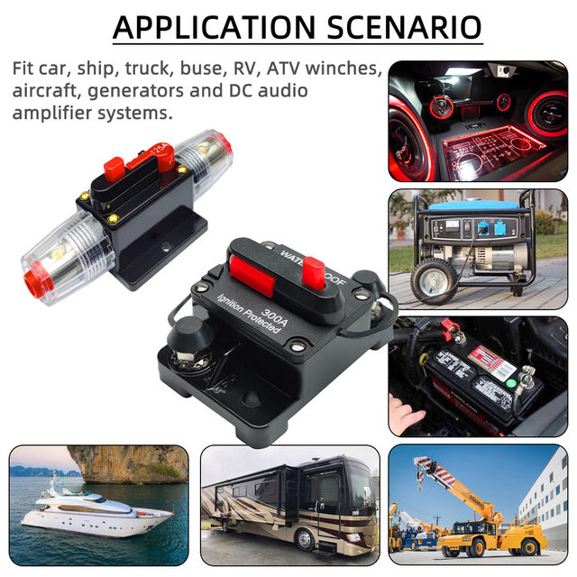 Disjoncteur à fusible de protection de puissance, avec réinitialisation manuelle, disjoncteur étanche 30A-300A 12V-48VDC pour système Audio de voiture 34 Disjoncteur à fusible de protection de puissance, avec réinitialisation manuelle, disjoncteur étanche 30A-300A 12V-48VDC pour système Audio de voiture 34