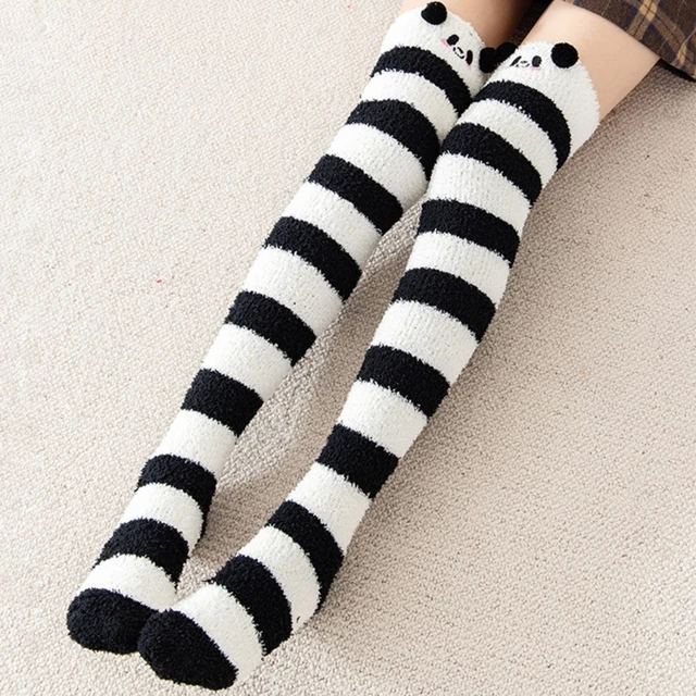 Sexy Black White Striped Long Socks Women Thigh High Socks Over
