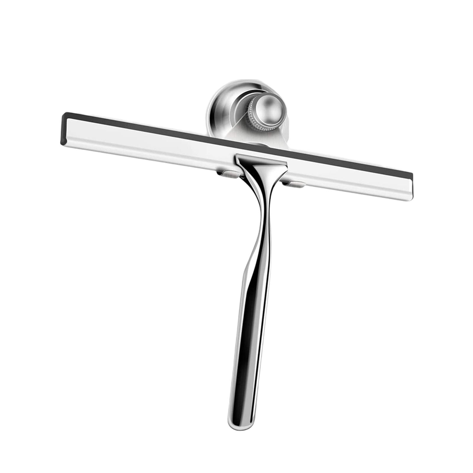 Stainless Steel Shower Squeegee with Suction Cup Car Windshield Rubber Blade for Shower Doors/Mirror/Windows Home Bathroom