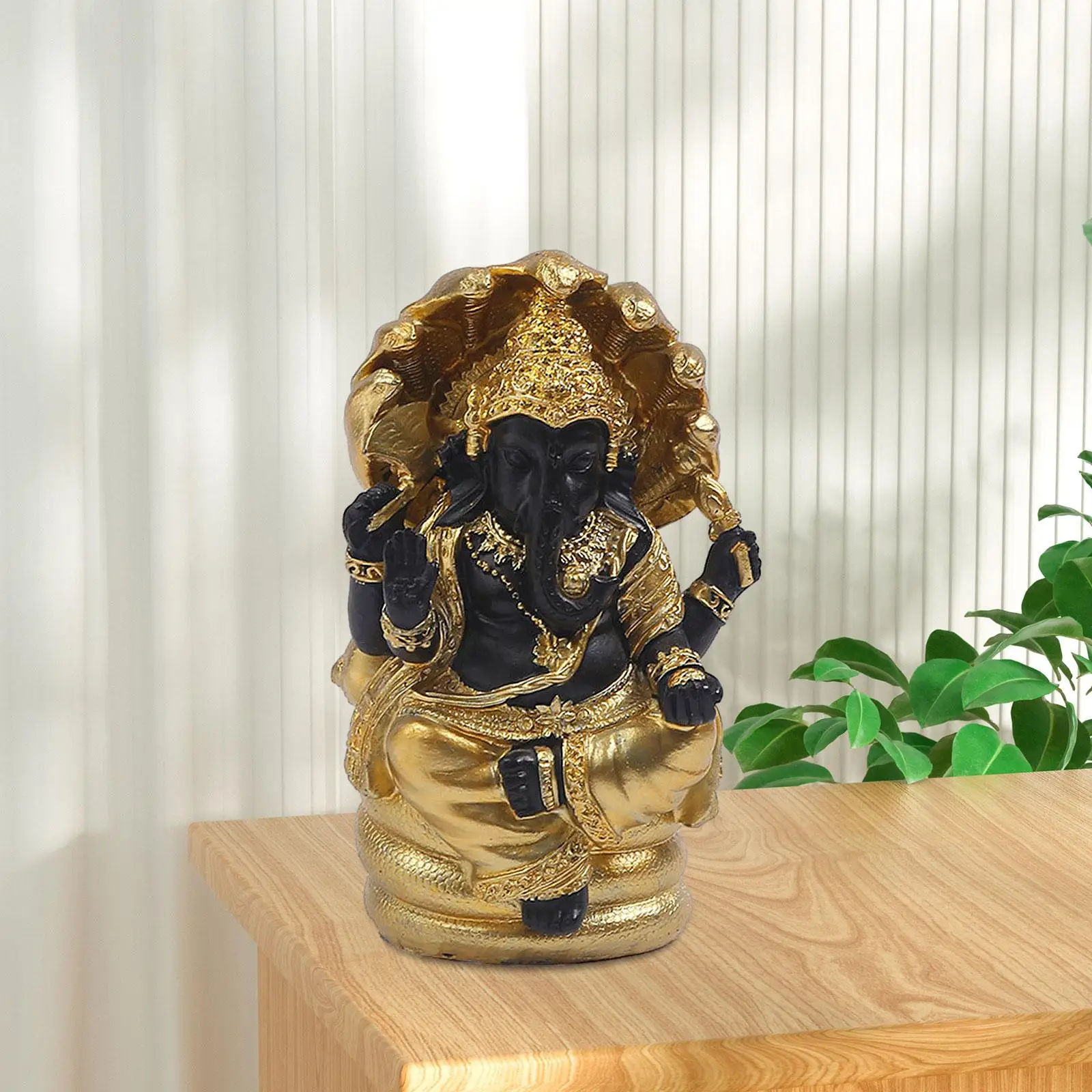 Elephant God Buddha Sculpture Collectibles Hindu Elephant God Sculpture for Bedside Tables Tabletop Living Room Office Shelf