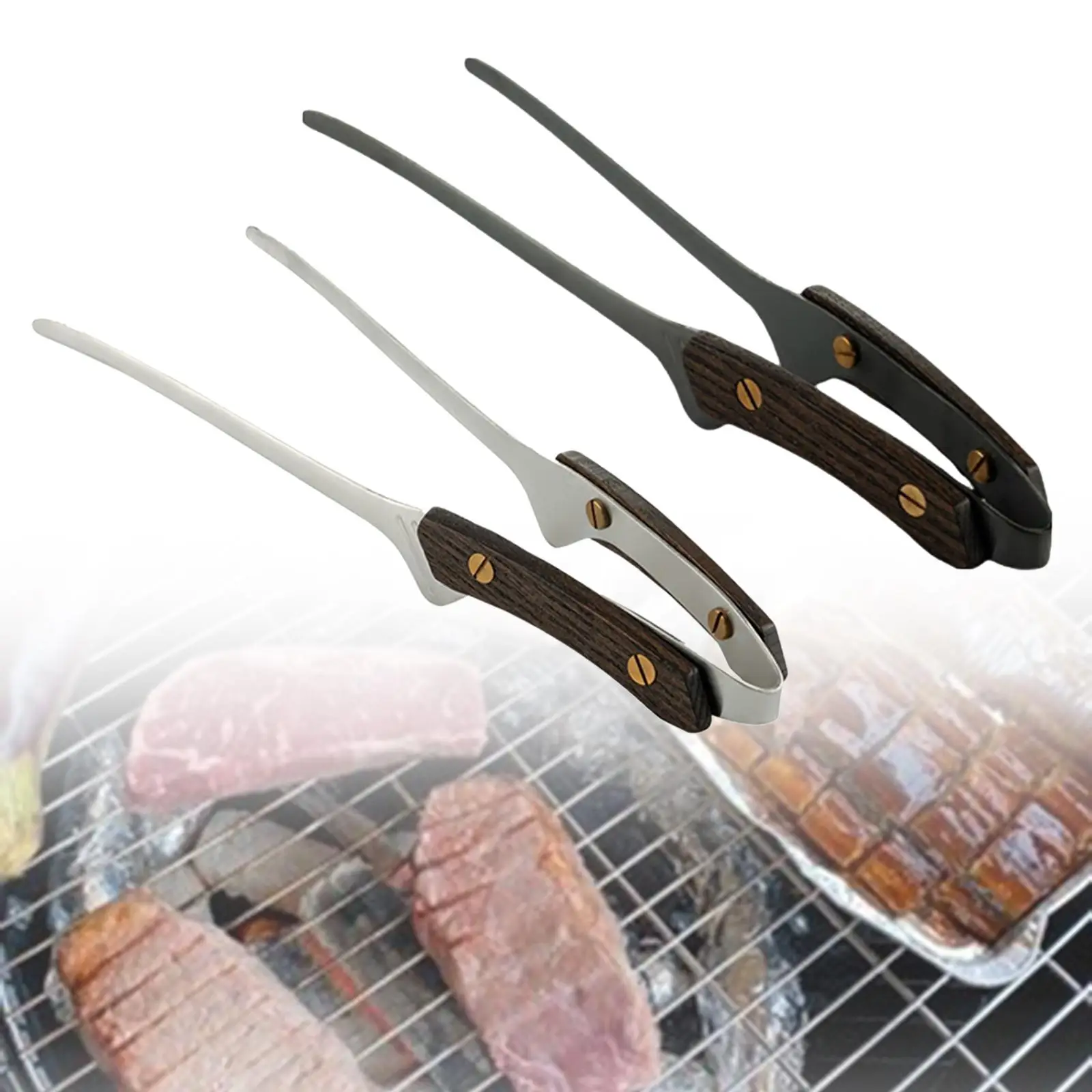 BBQ Tongs Tweezer Salads Vegetable Clamp Non Slip Heavy Duty Barbecue Tongs
