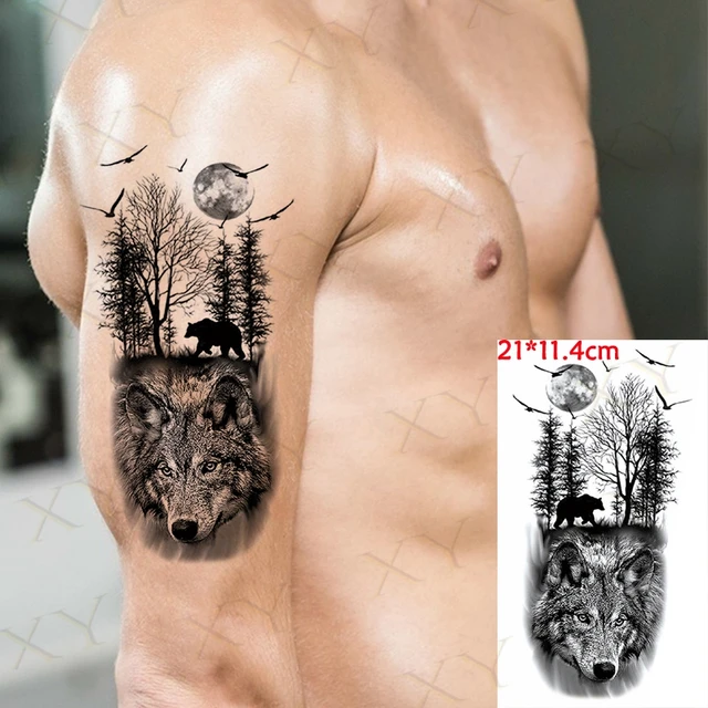 Water Transfer Temporary Fake Tattoo Stickers Waterproof Geometric Black Forest  Bear Tree Body Art Arm Chest Men Girl Makeup Accessories 5.5X10.2Cm8Ps :  Amazon.co.uk: Beauty