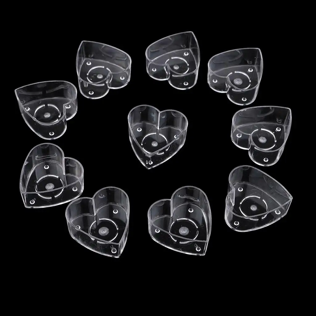 10x Heart Shaped  Clear Tealight   Container Candle 