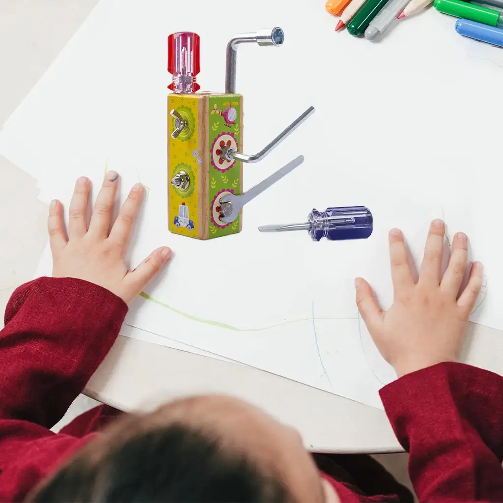 14 Pieces Montessori Screw Board Construction  Tool Set for Basic Skills  Preschool Early Educational Homeschool