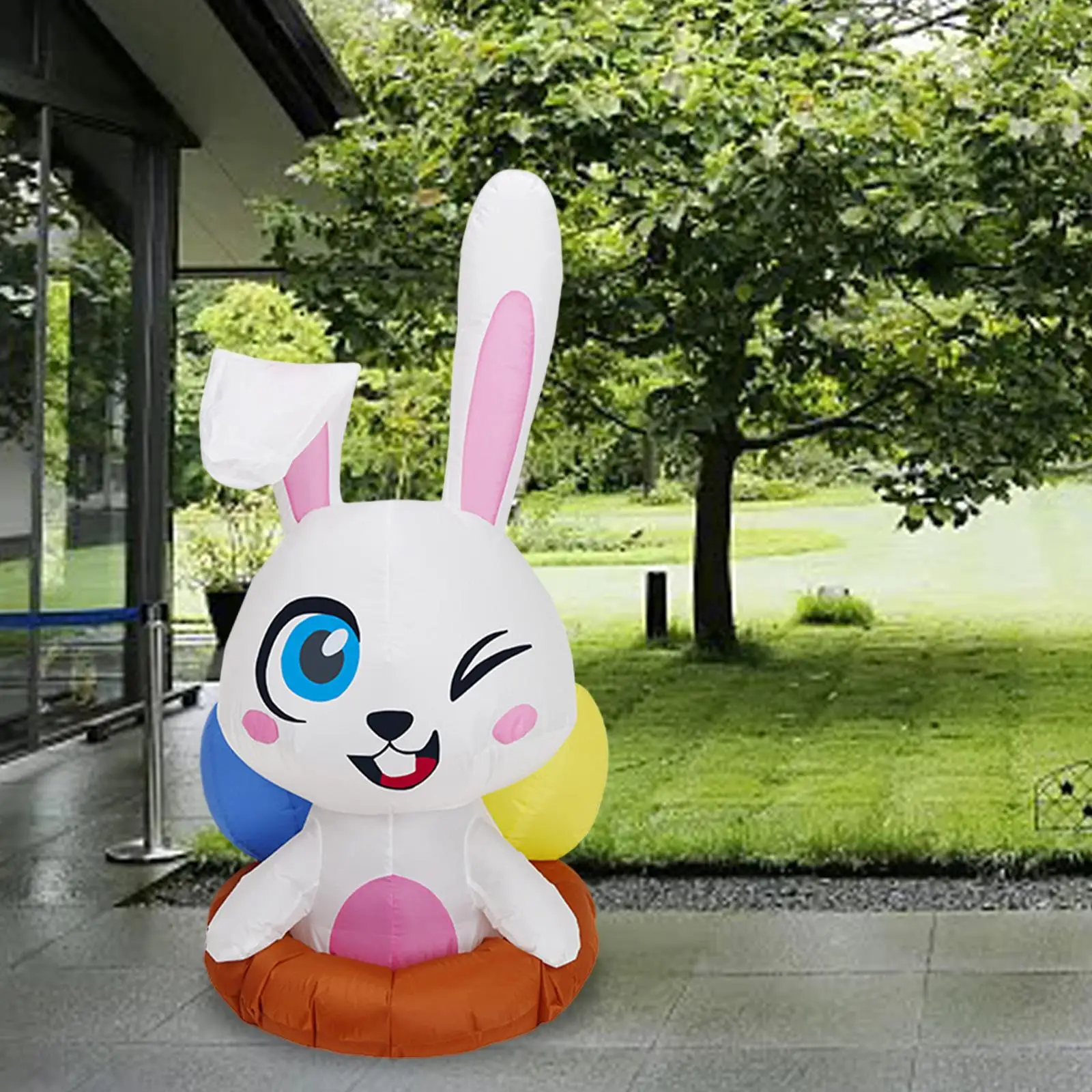 LED Light Easter Inflatable Decoration Rabbit Ornament for Home Lawn Yard Decoration