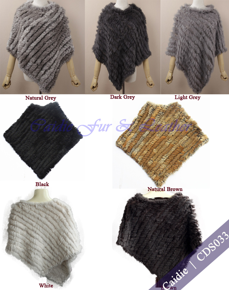 HSPL Fur Poncho 2022 Autumn Real Rabbit Hot Sale Triangle Knitted Women Pullover Lady Pashmina Wrap poncho pele de coelho 16